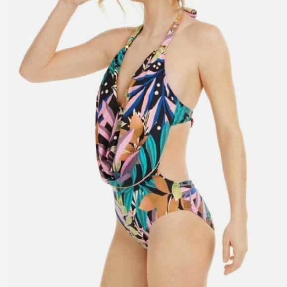 NWT! Bar III Multi Color Hidden Jungle One Piece Monokini Swimsuit NEW! - Picture 2 of 3